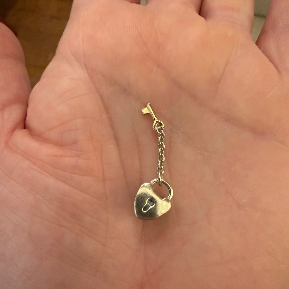 Pandora Heart Lock and Key Charm Pendant - Sterling Silver with Gold-Toned Key